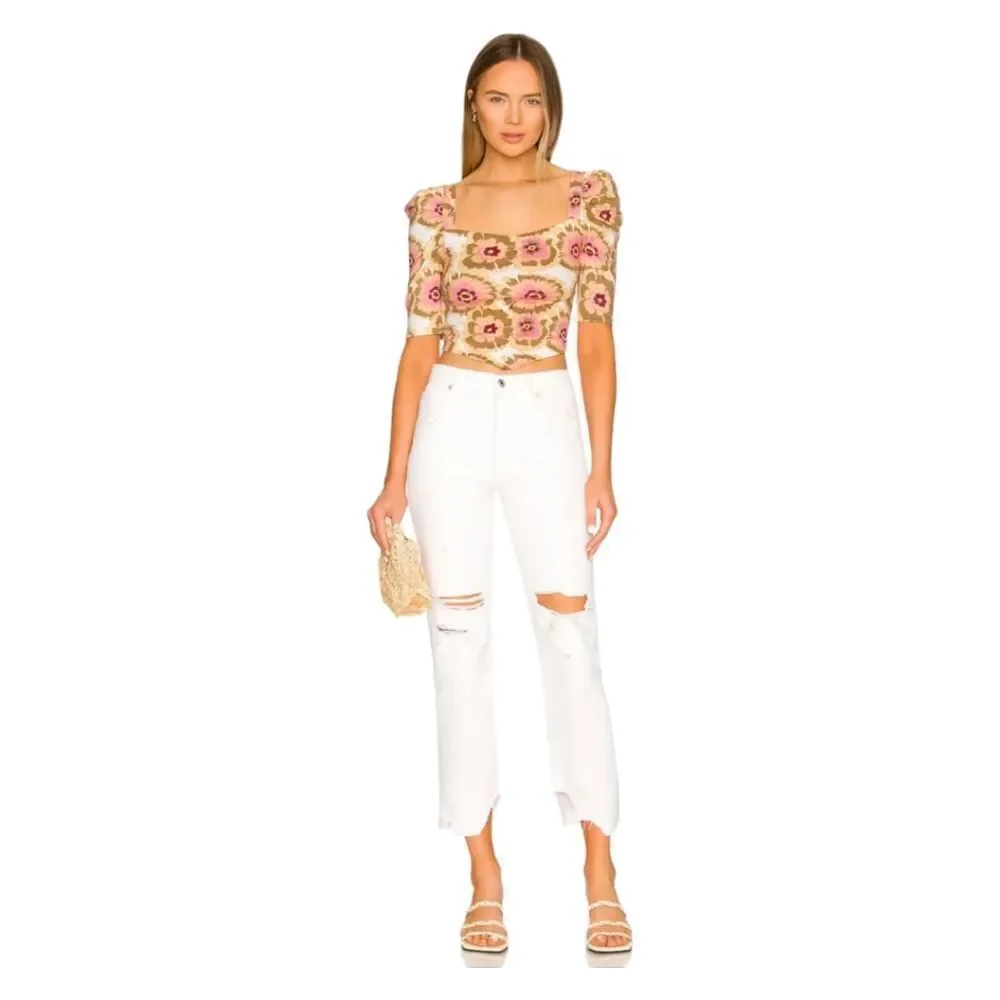 Free People We The Free Tapered‎ Baggy Boyfriend Jeans Chalk White sz 26